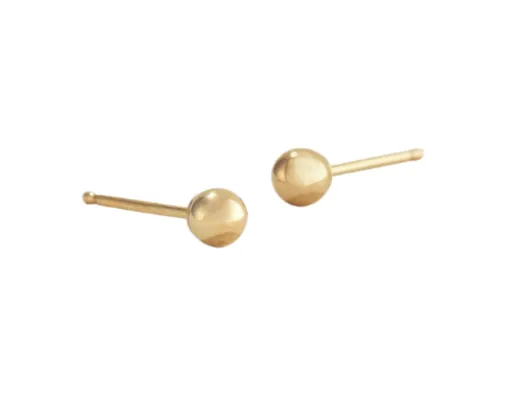 3MM 14K Gold Bead Stud Earring