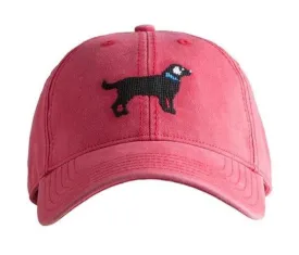 Adult Black Lab On Weathered Red Baseball Hat