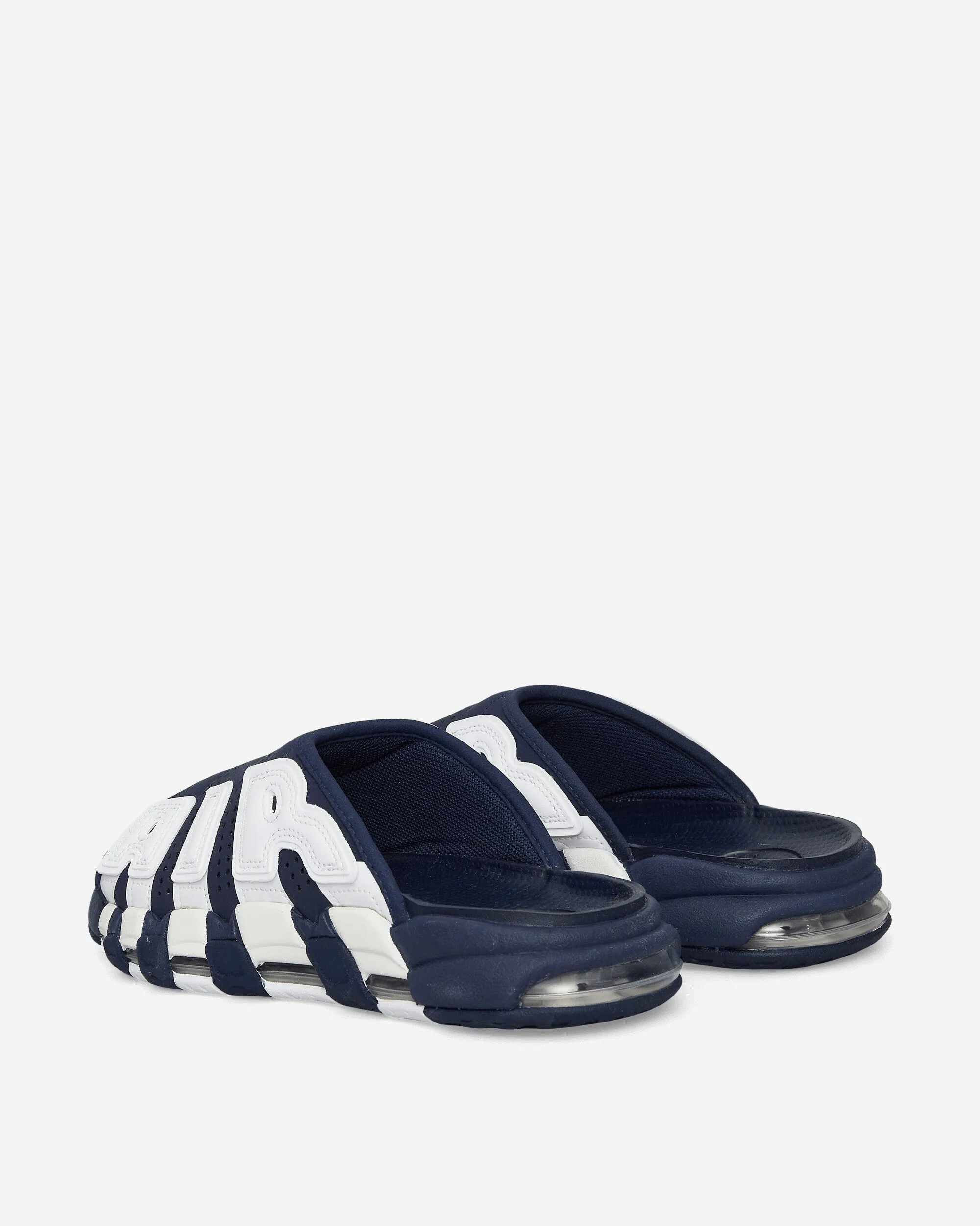 Air More Uptempo Slides Midnight Navy / University Red