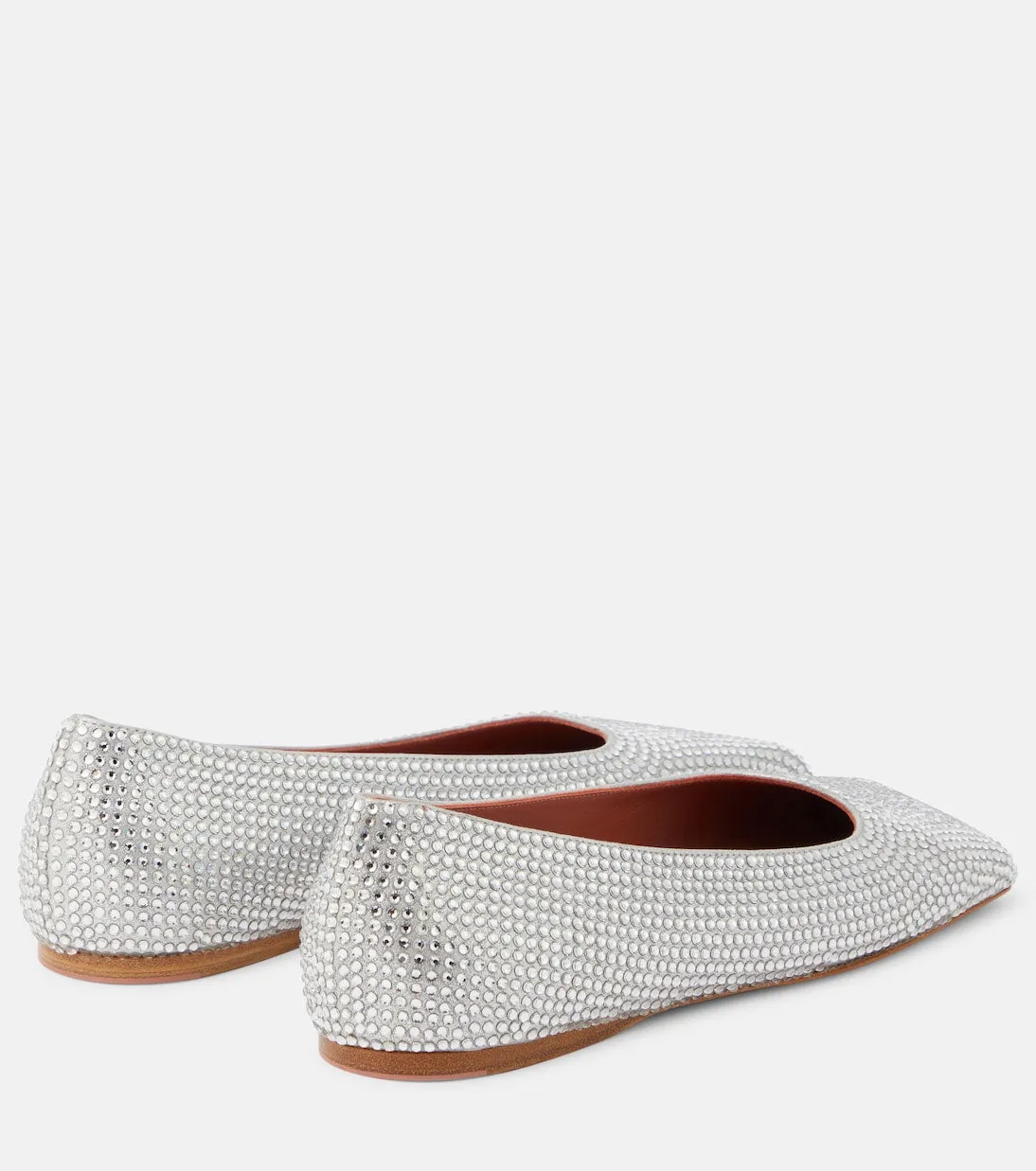 Ane suede ballerinas with Amina Muaddi embellishment, silver