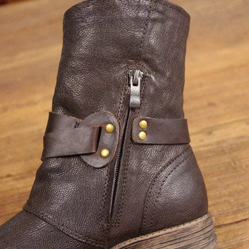 Autumn Winter Retro Buckle Motorcycle Boots