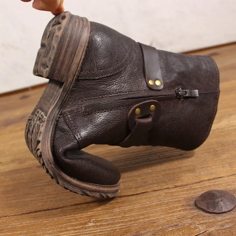 Autumn Winter Retro Buckle Motorcycle Boots