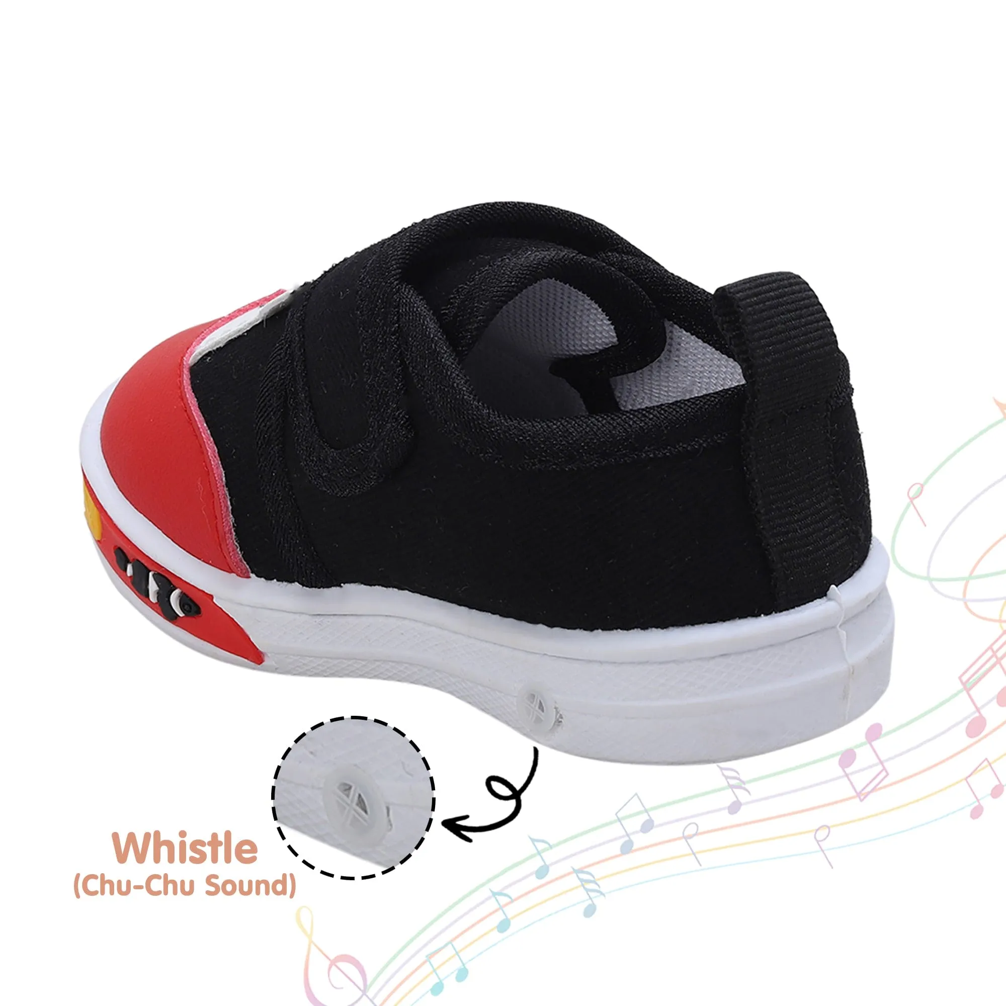 Baby Moo Blissful Bear Velcro Strap Anti-Skid Chu Chu Sound Sneakers - Black