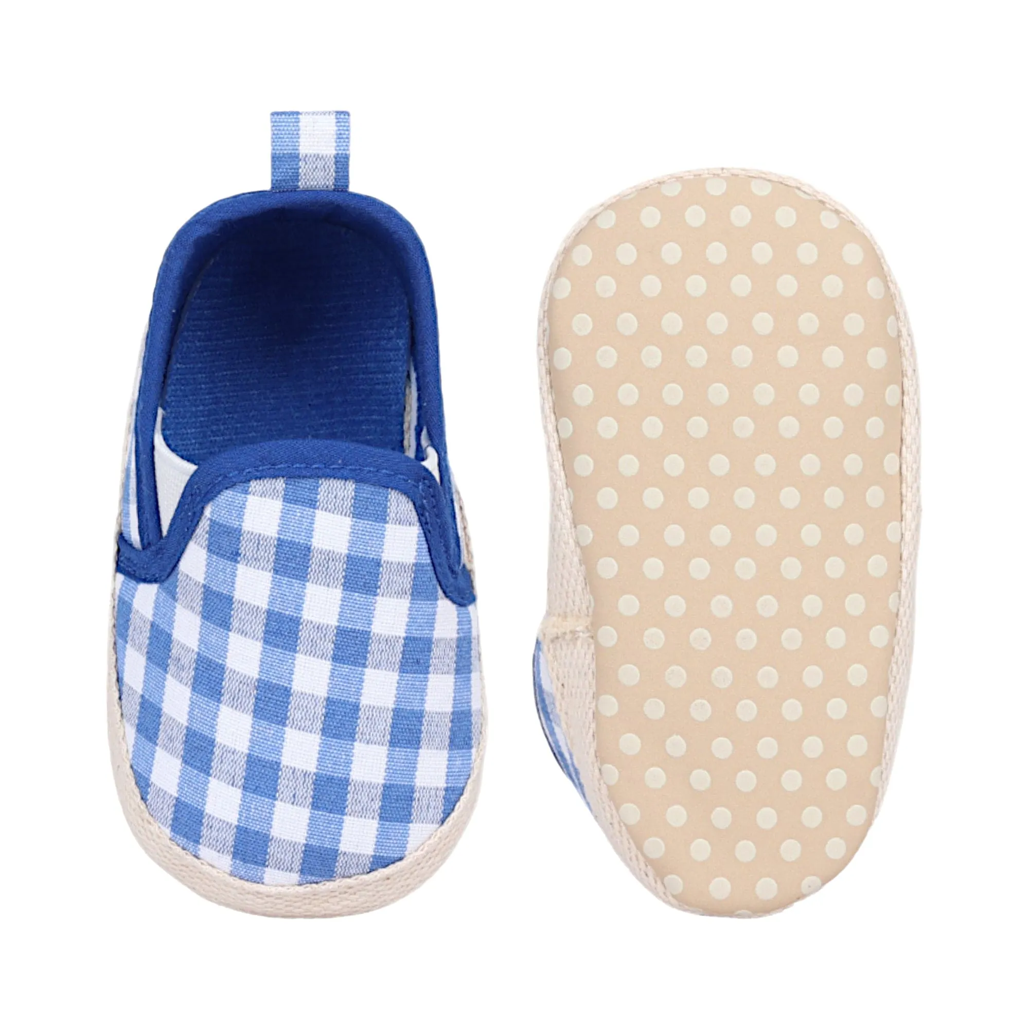 Baby Moo Classic Checkerboard Comfortable Slip-On Anti-Skid Canvas Sneakers - Blue