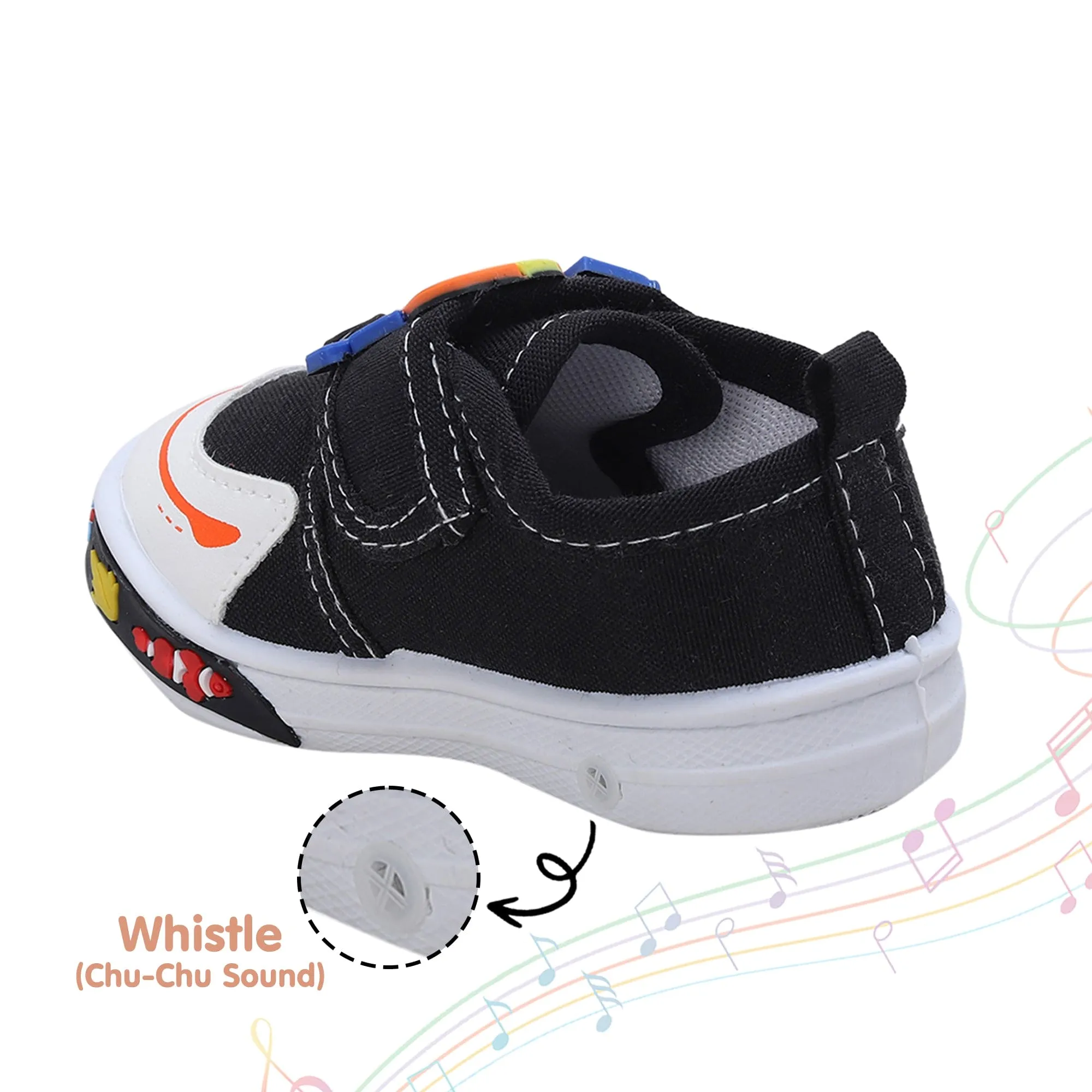 Baby Moo Mixer Truck Velcro Strap Anti-Skid Chu Chu Sound Sneakers - Black