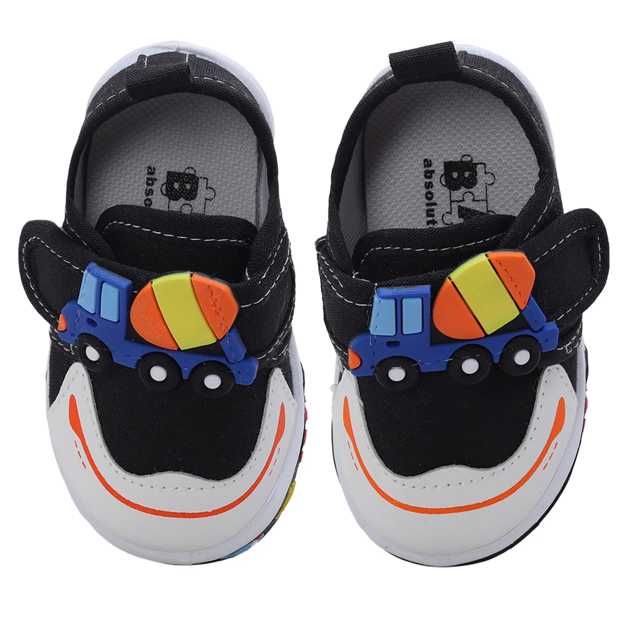 Baby Moo Mixer Truck Velcro Strap Anti-Skid Chu Chu Sound Sneakers - Black