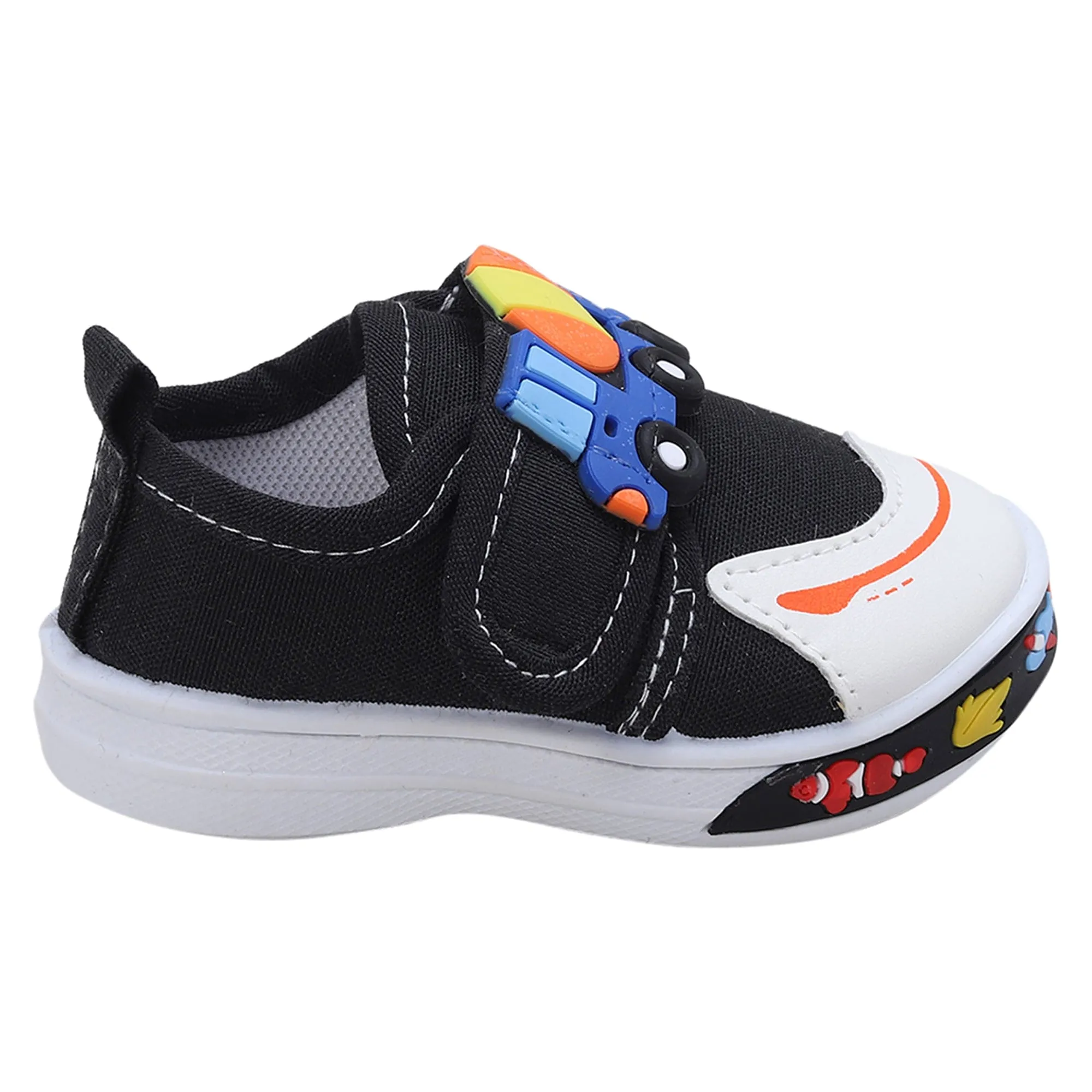 Baby Moo Mixer Truck Velcro Strap Anti-Skid Chu Chu Sound Sneakers - Black