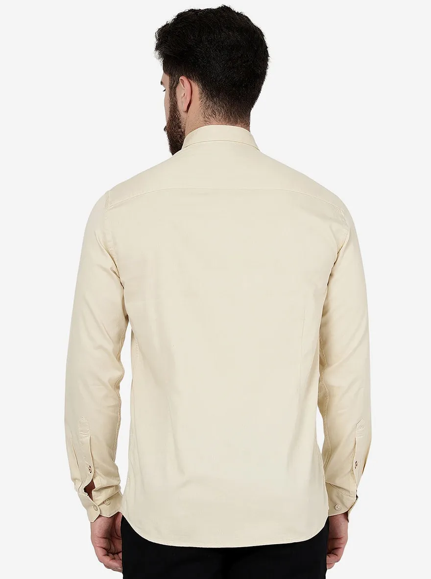 Banana Yellow Solid Slim Fit Semi Casual Shirt | JadeBlue