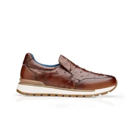 Belvedere Cramer in Antique Peanut Ostrich & Leather Slip-on Sneakers