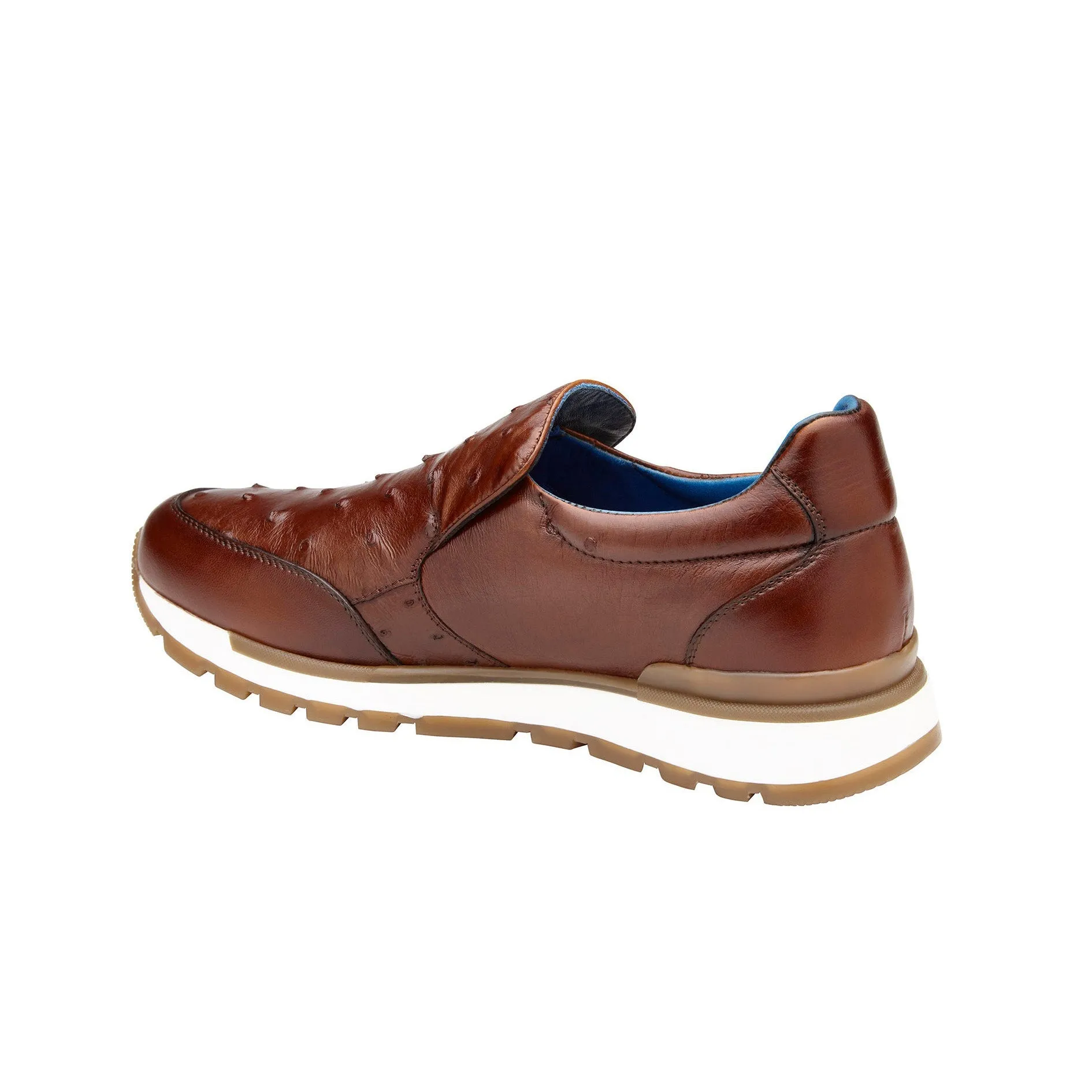 Belvedere Cramer in Antique Peanut Ostrich & Leather Slip-on Sneakers