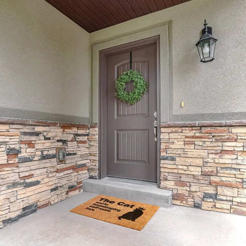 Cat Doormat For Entryway - The Cat And Its Housekeeping Staff Reside Here