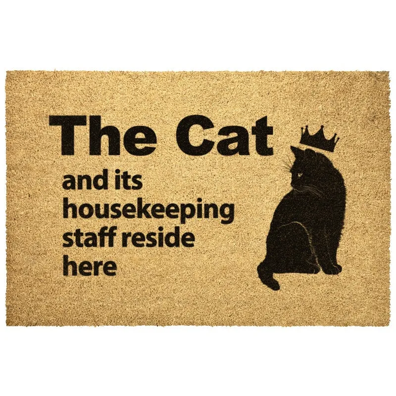 Cat Doormat For Entryway - The Cat And Its Housekeeping Staff Reside Here