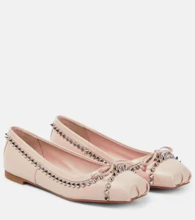 Christian Louboutin leather mamadrague studded ballerinas, beige