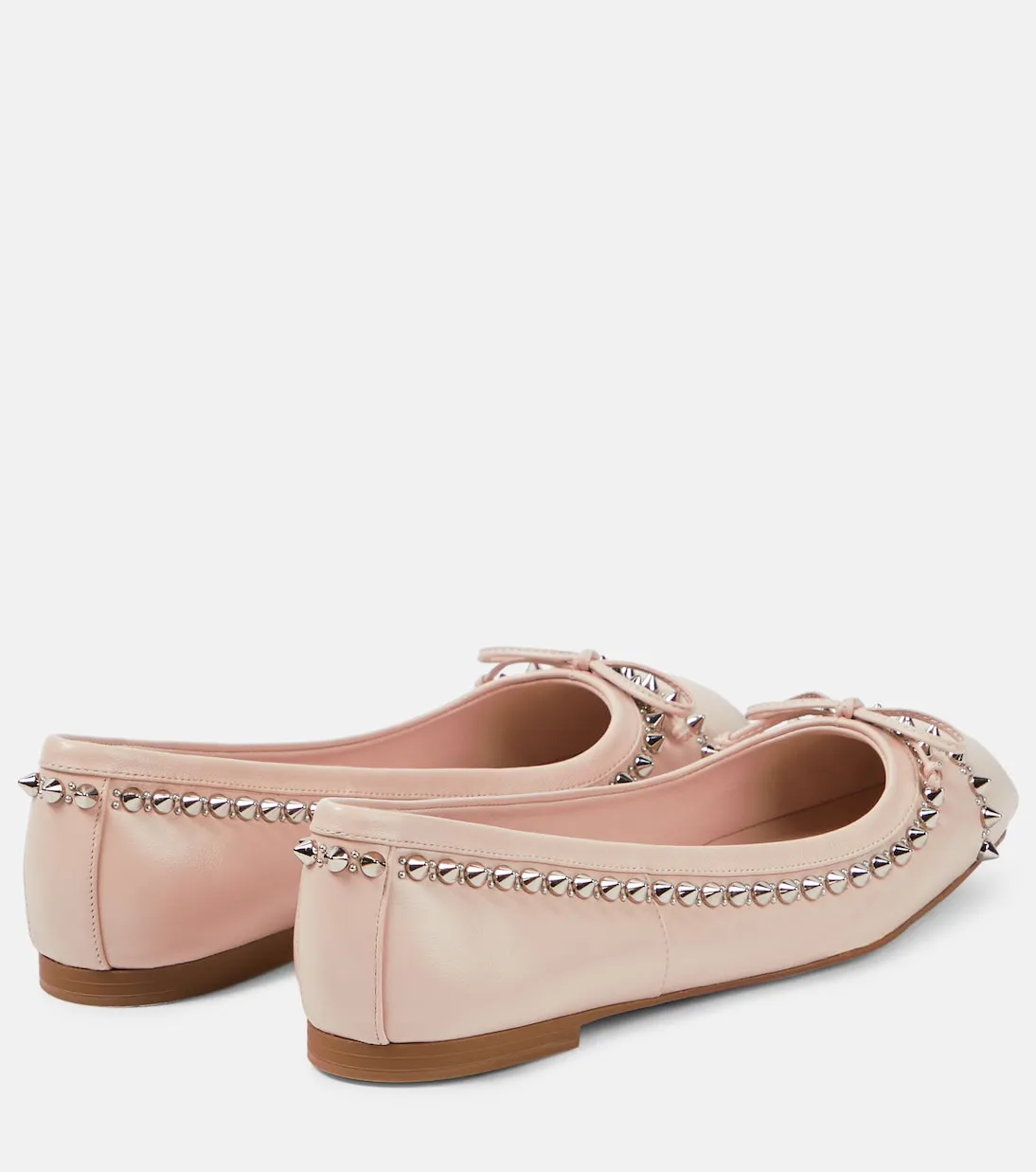 Christian Louboutin leather mamadrague studded ballerinas, beige