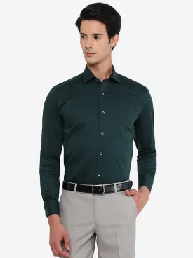 Dark Green Solid Slim Fit Formal Shirt | Metal