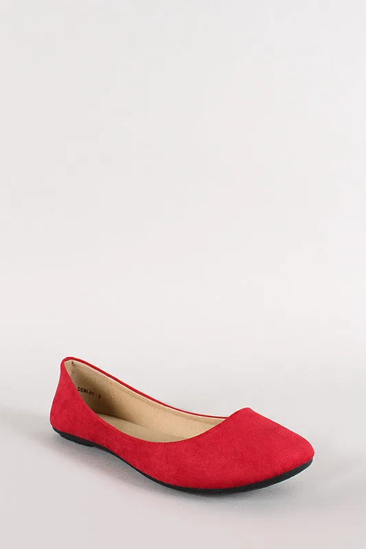 Faux Suede Round Toe Ballet Flat