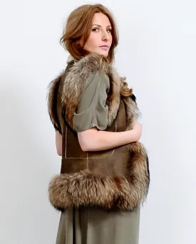 Feathered Tanuki Fur Vest