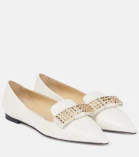 Gala Jimmy Choo embellished leather ballerinas, white