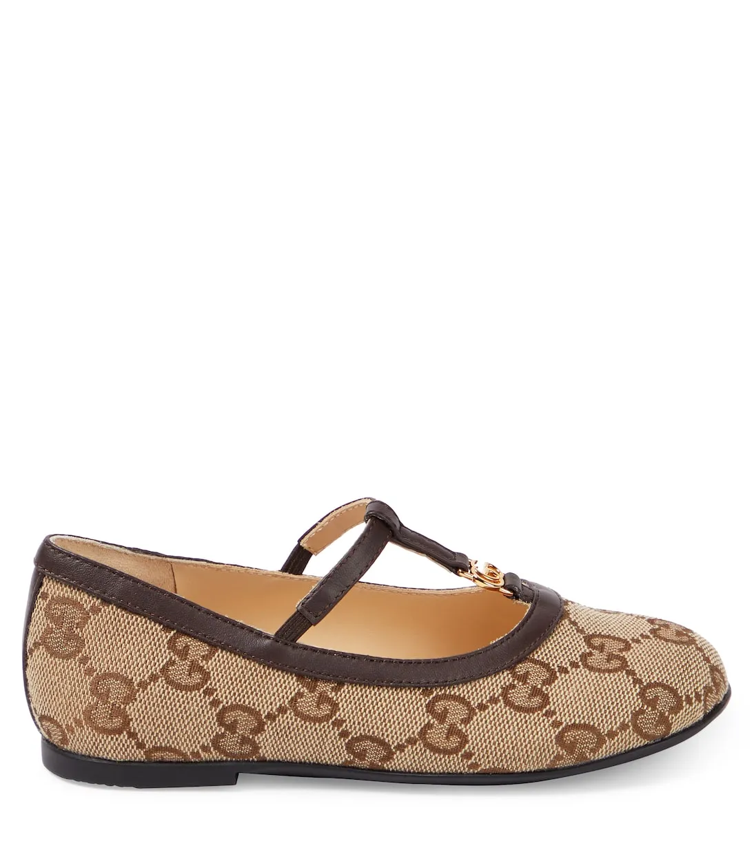 Gucci leather double g ballet flats, brown