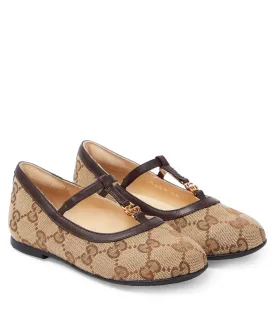 Gucci leather double g ballet flats, brown