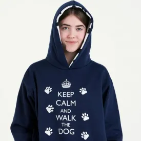 Hazy Blue Women's Keep Calm and Walk The Dog Hoodie