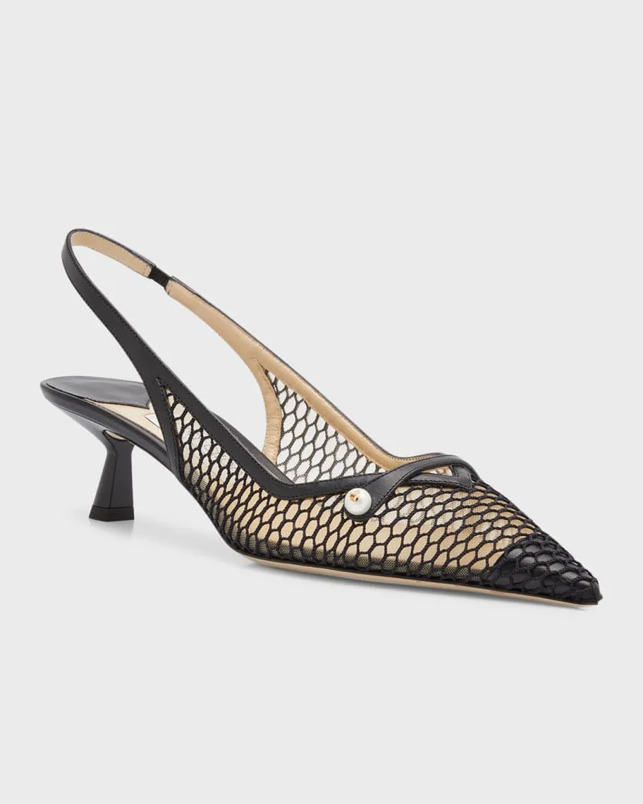 Jimmy Choo Amita Net Slingback Flats