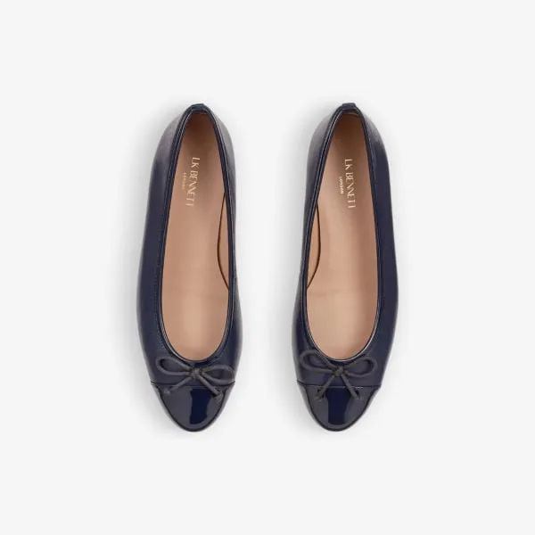 Kara leather ballet flats with Lk Bennett toe, navy