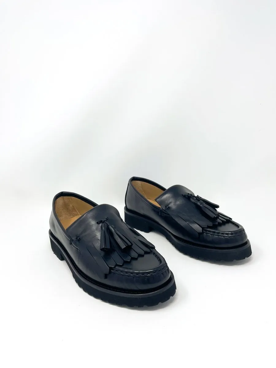 Kilt Penny Loafer in Black Leather