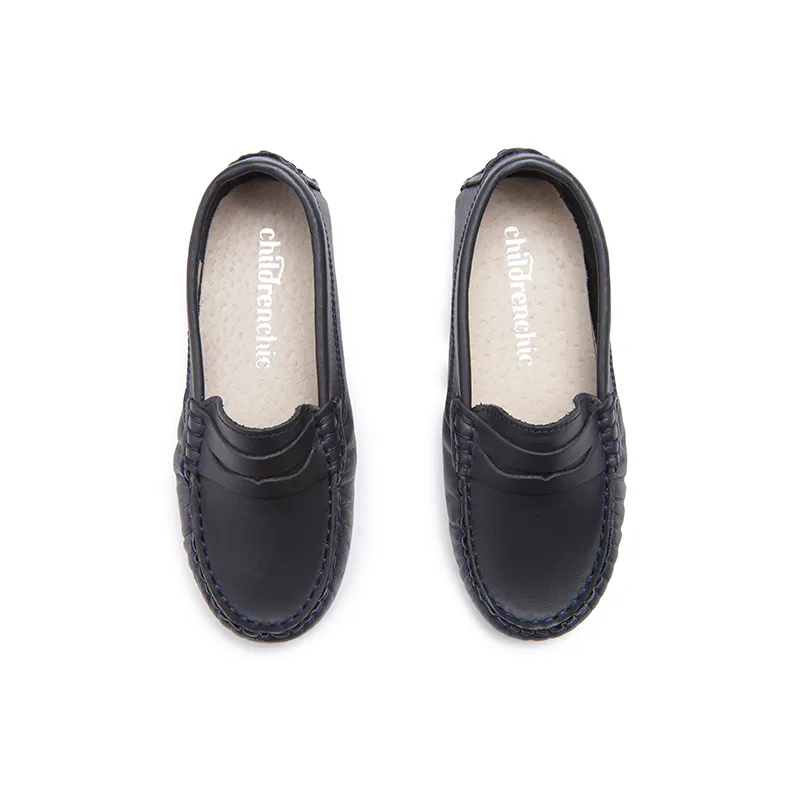 Leather Penny Loafers In Navy