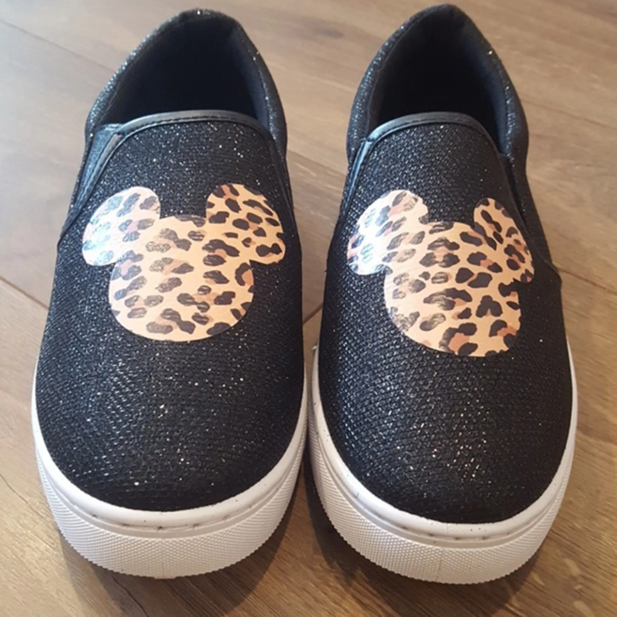 Leopard Mouse Ear Slip on Shoes Sneakers