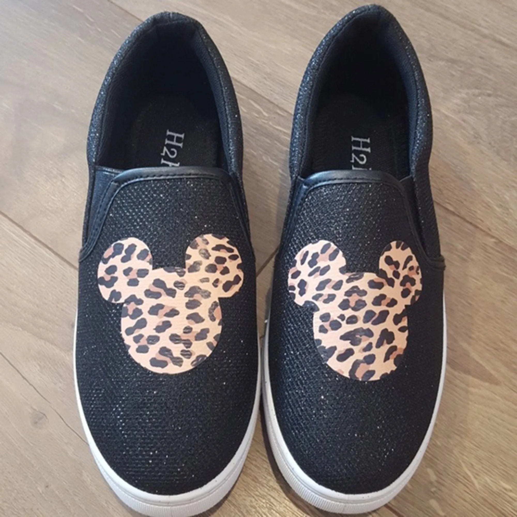 Leopard Mouse Ear Slip on Shoes Sneakers