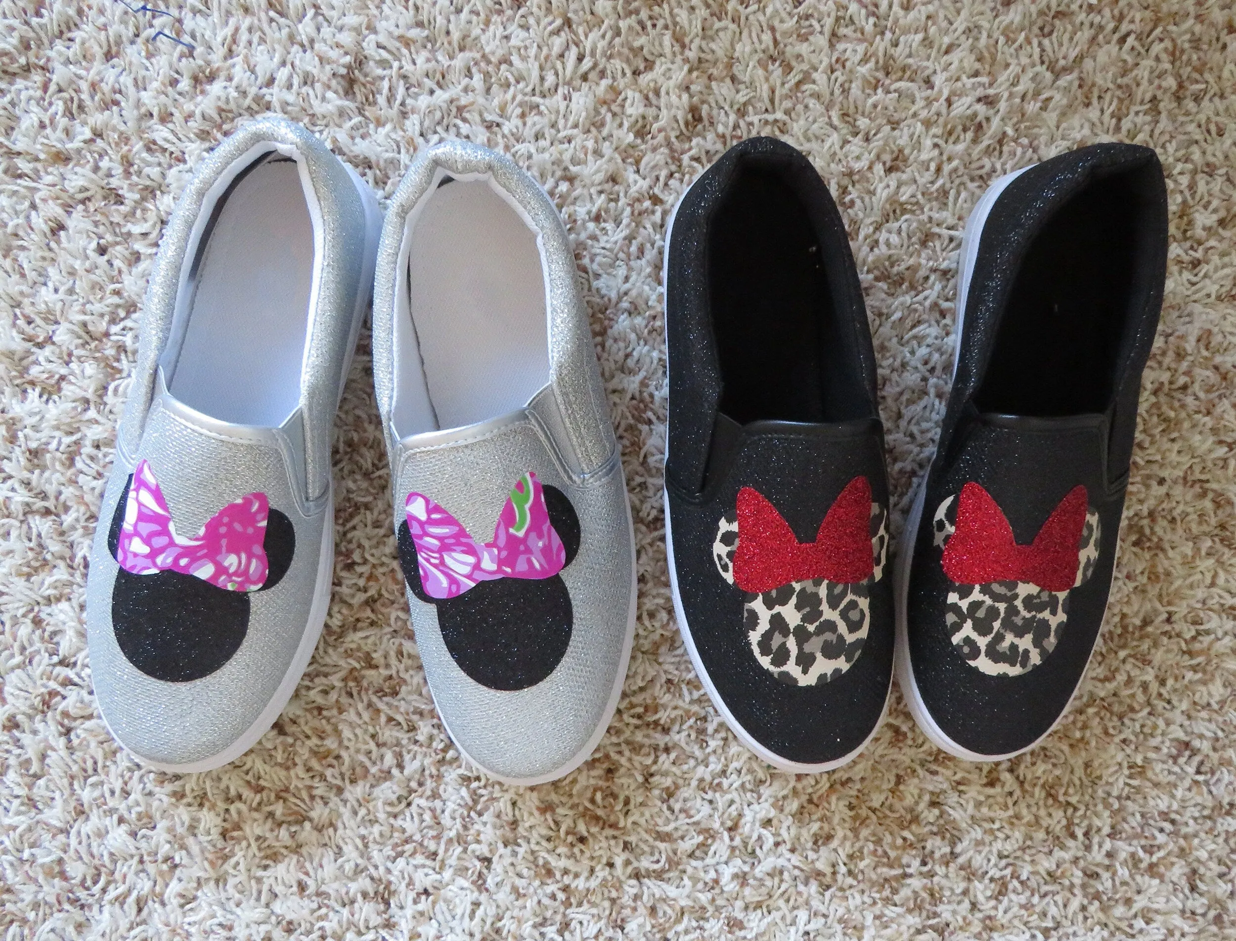 Leopard Mouse Ear Slip on Shoes Sneakers