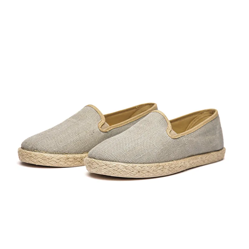 Linen Yute Slip-on Sneakers In Light Grey