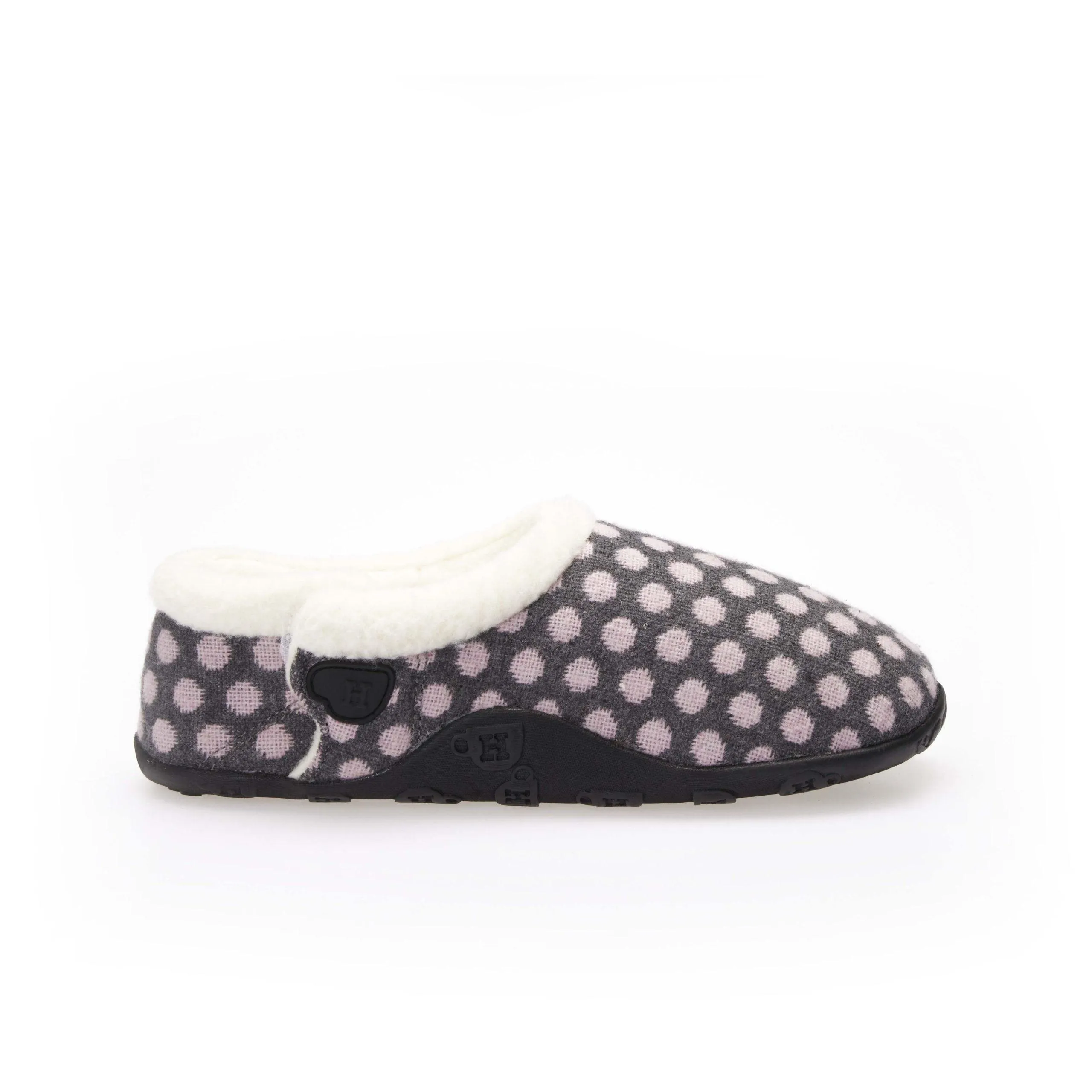 Liz - Dark Grey Pink Spot Women's Slippers