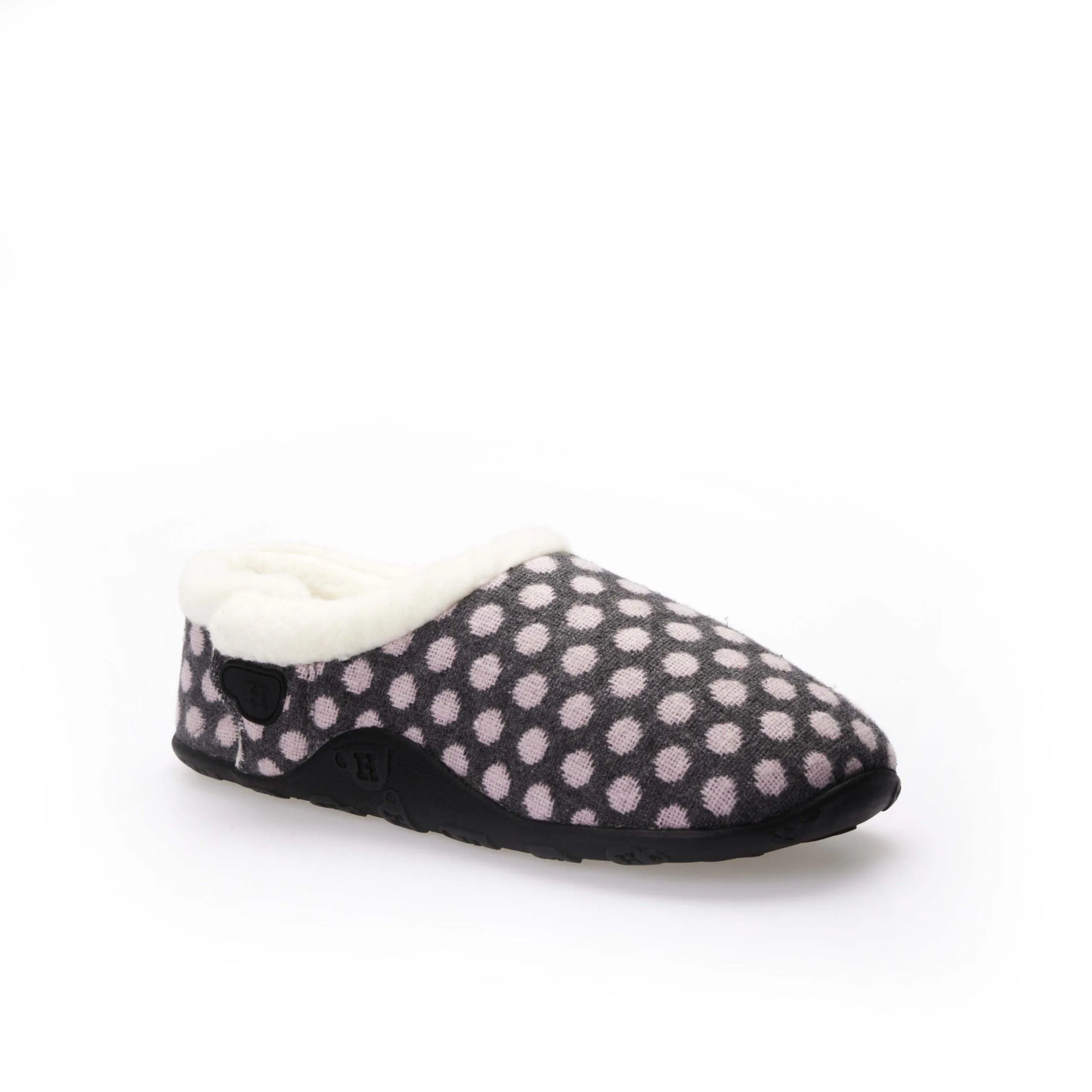 Liz - Dark Grey Pink Spot Women's Slippers