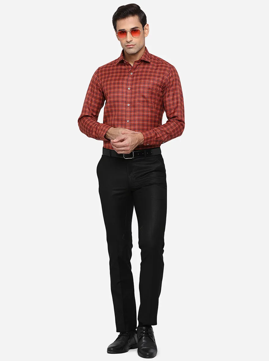 Maroon Checked Slim Fit Formal Shirt | Greenfibre