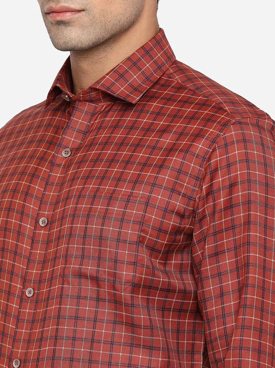 Maroon Checked Slim Fit Formal Shirt | Greenfibre