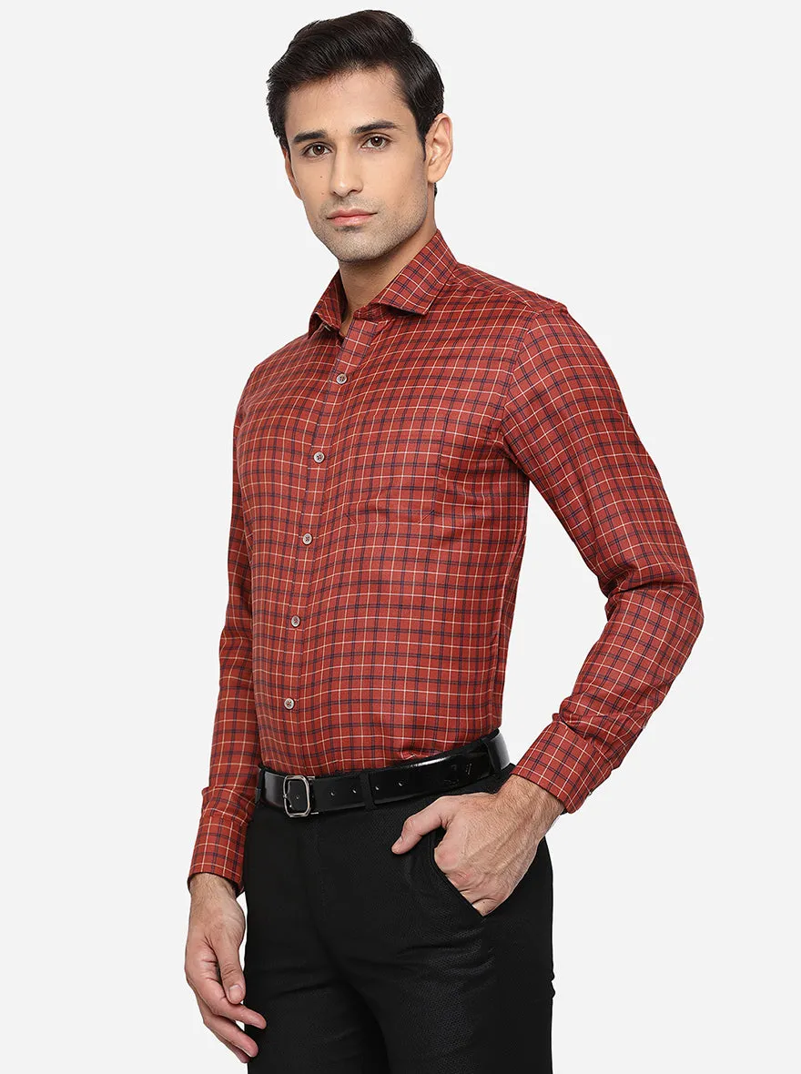 Maroon Checked Slim Fit Formal Shirt | Greenfibre