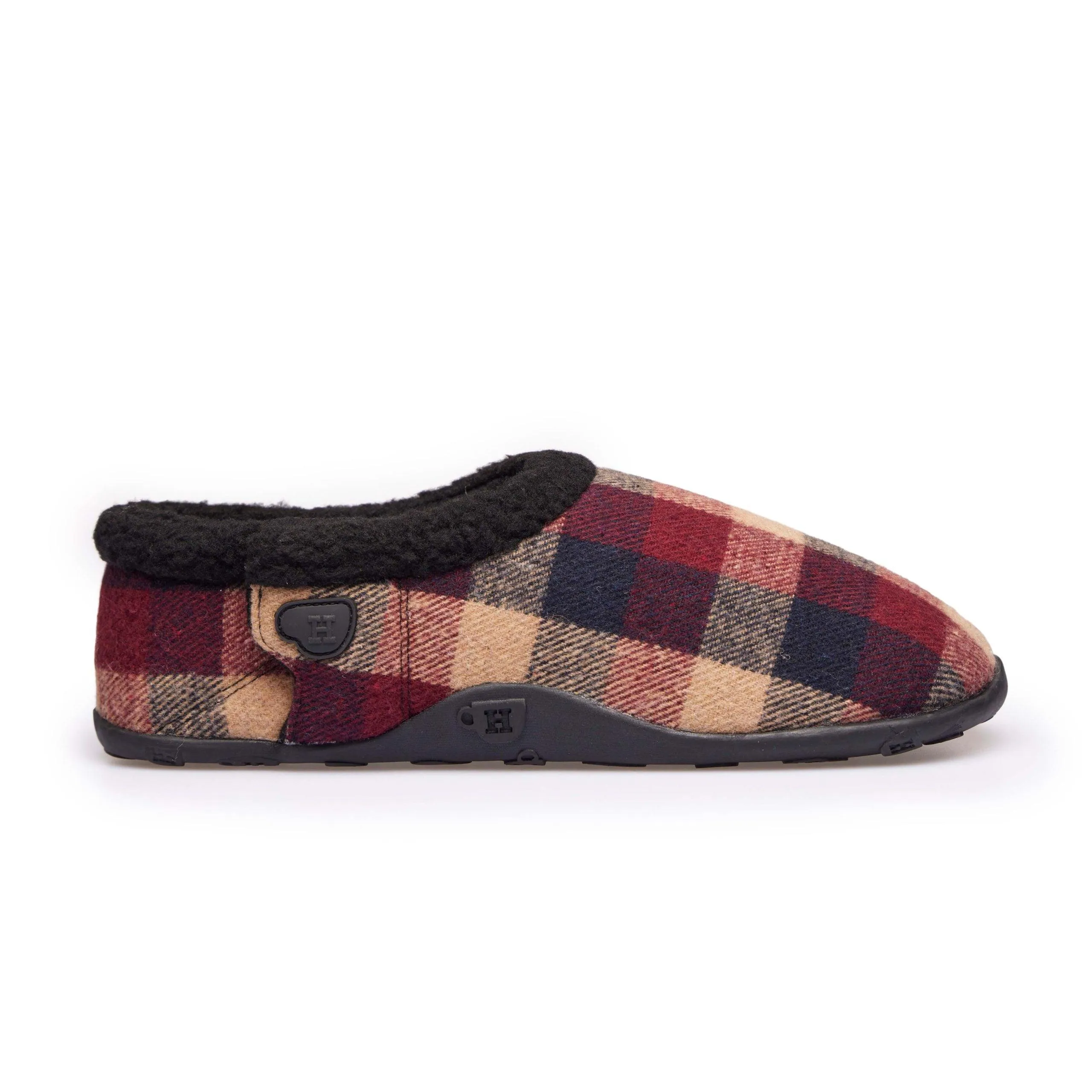 Max - Wine Navy Check Men's Slippers