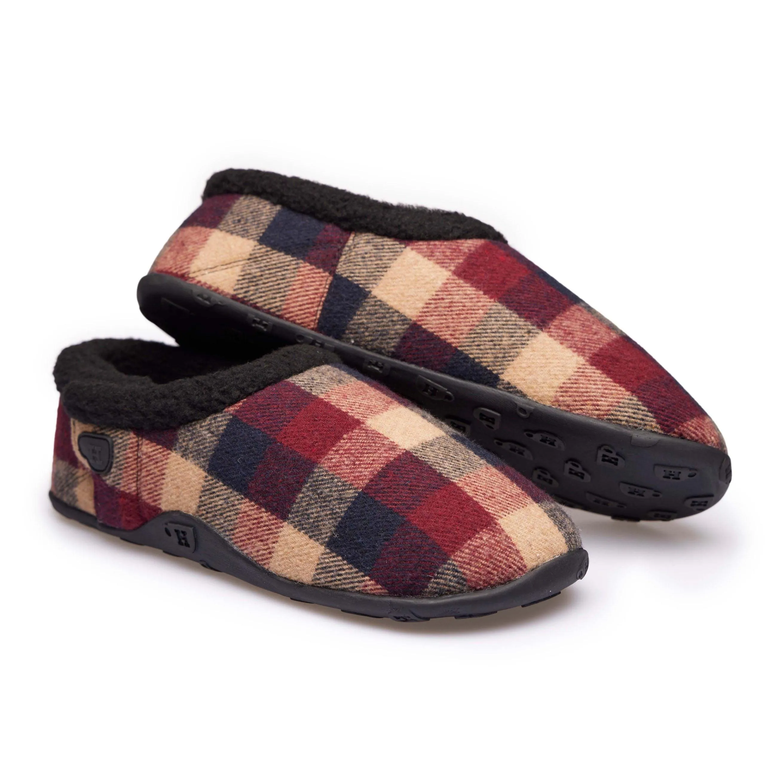 Max - Wine Navy Check Men's Slippers