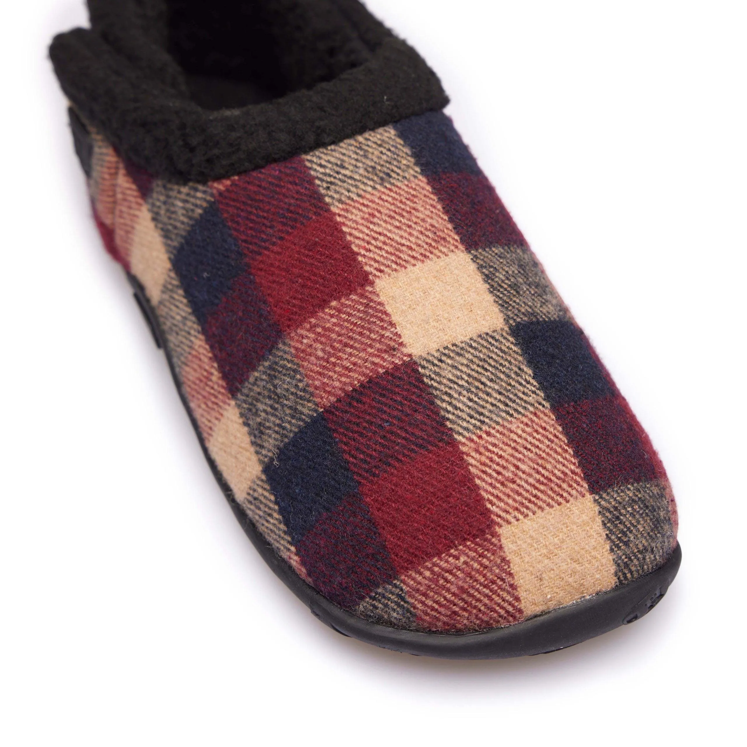 Max - Wine Navy Check Men's Slippers