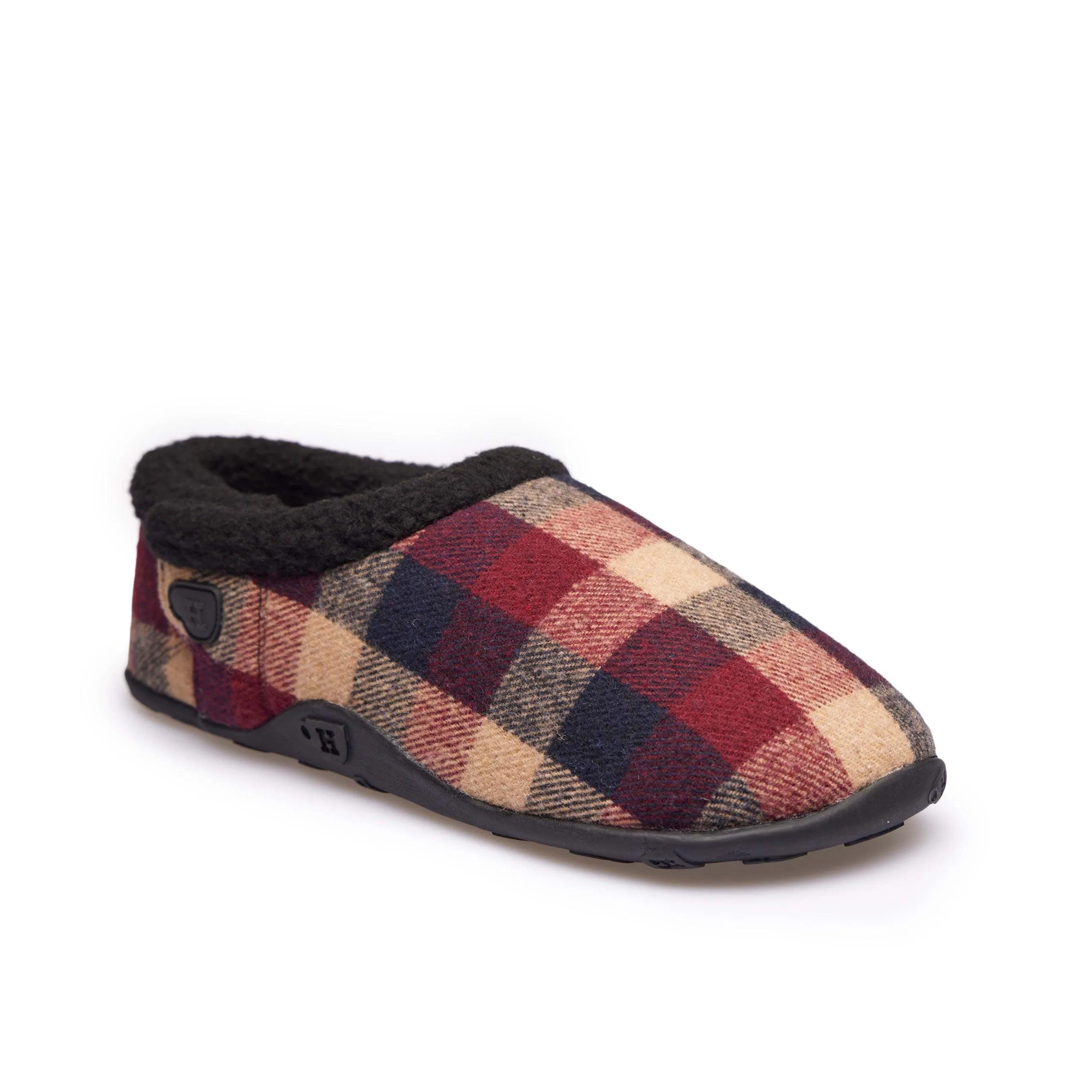 Max - Wine Navy Check Men's Slippers