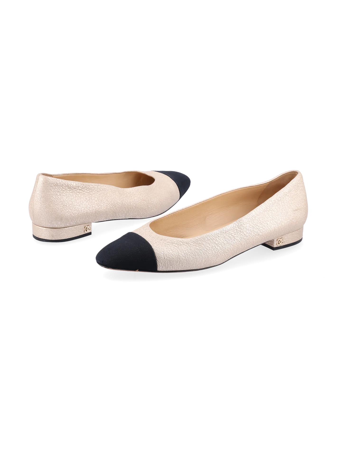 metallic two-tone ballet flats