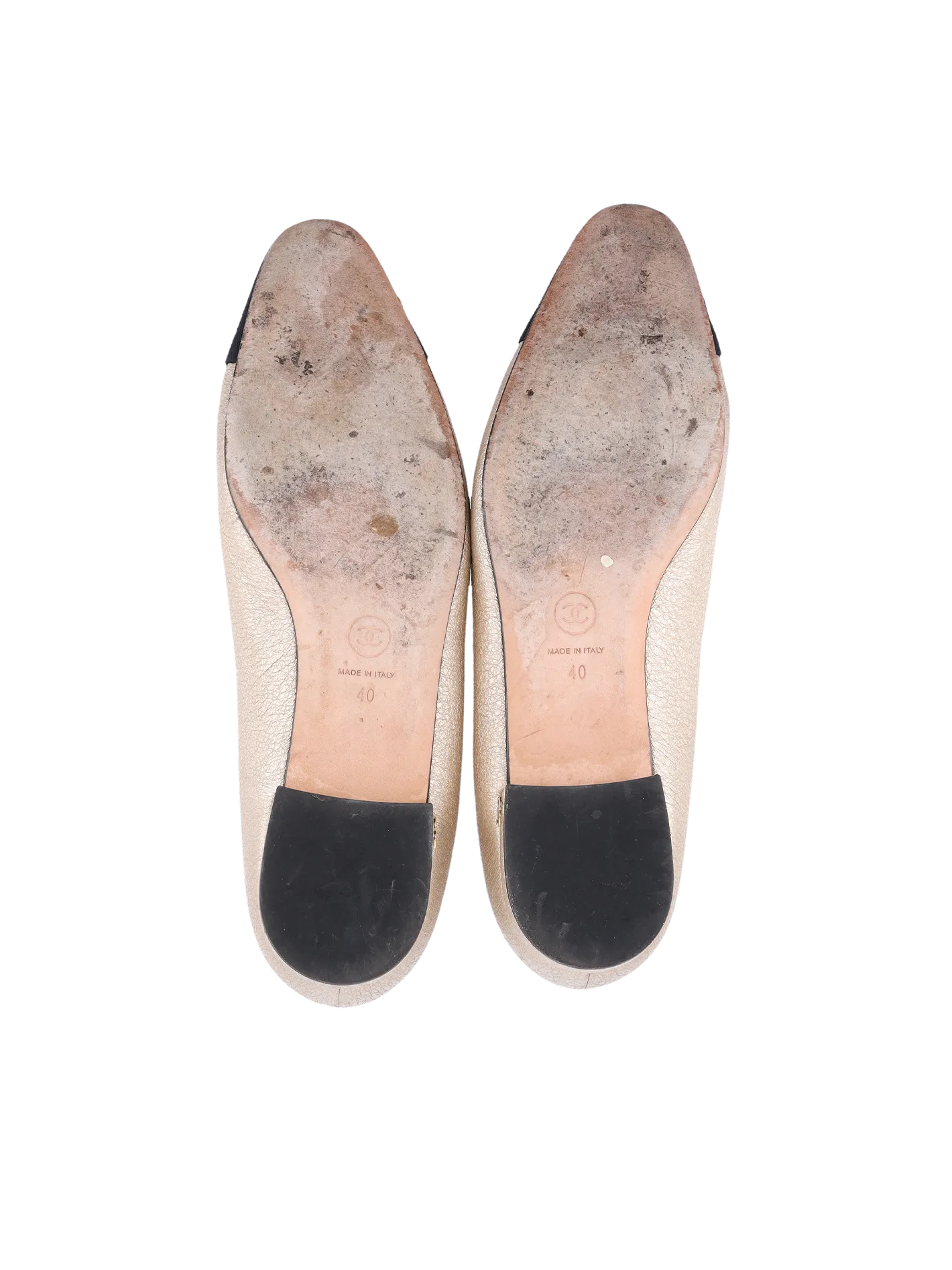 metallic two-tone ballet flats