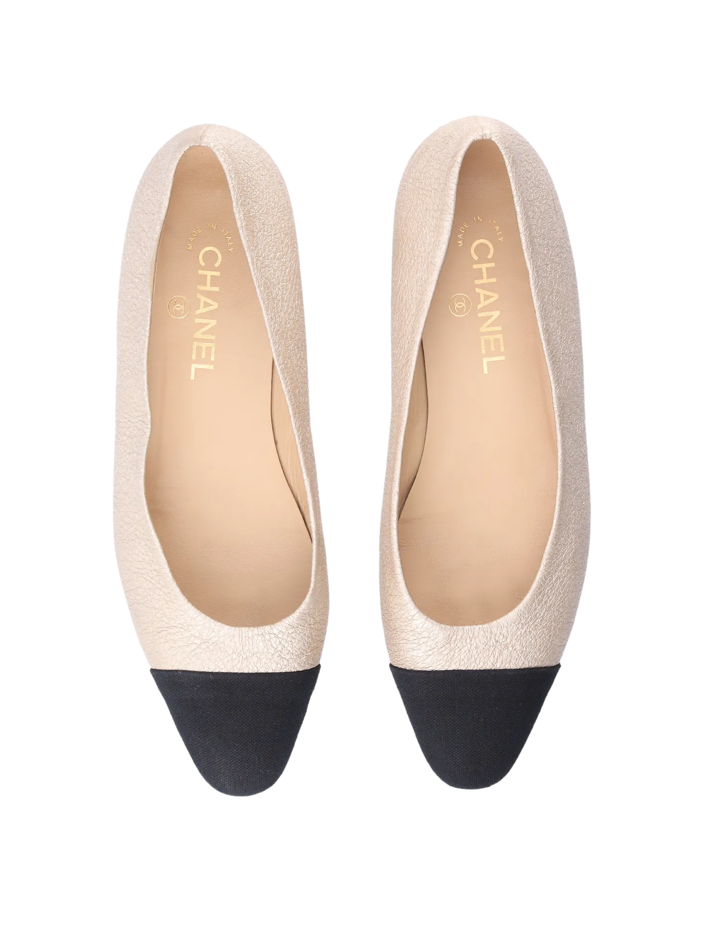 metallic two-tone ballet flats