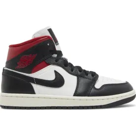 Nike Air Jordan Wmns 1 Mid 'Black Sail Gym Red', white/black/red