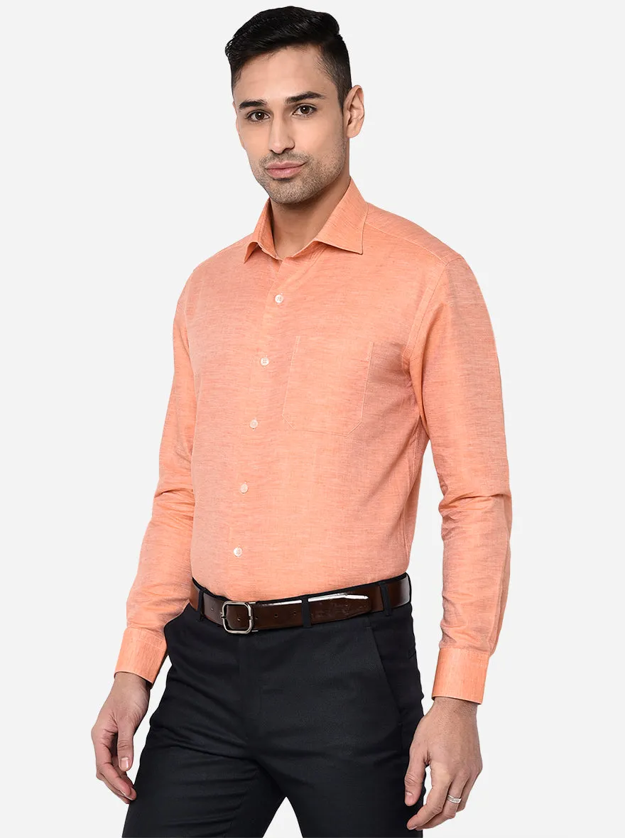 Orange Solid Slim Fit Formal Shirt | Metal