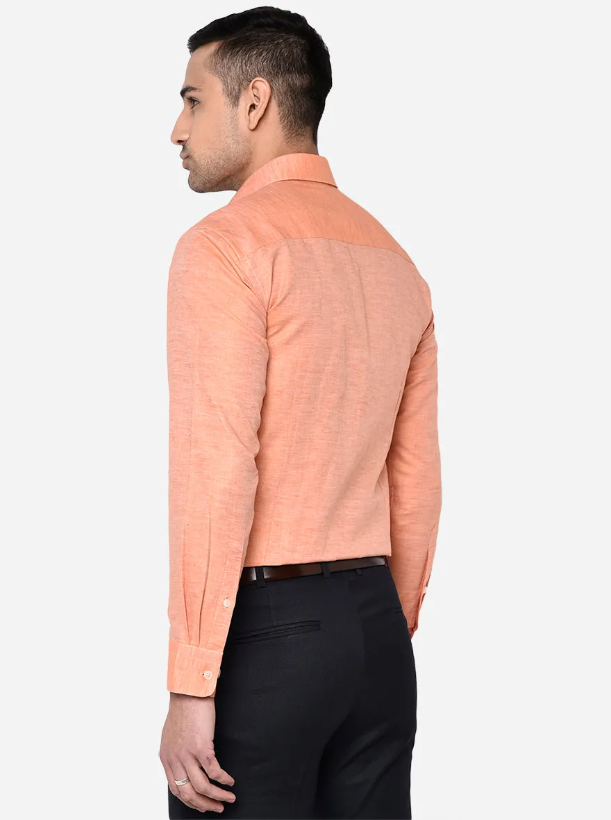 Orange Solid Slim Fit Formal Shirt | Metal