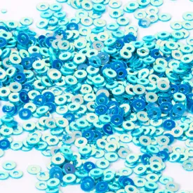 Sequins - Flat - Circle - 2mm - Turquoise with Blue and Gold Lights (S24)